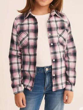 GAP Kids Pink Plaid Long Sleeve Button Down Shirt Large 10